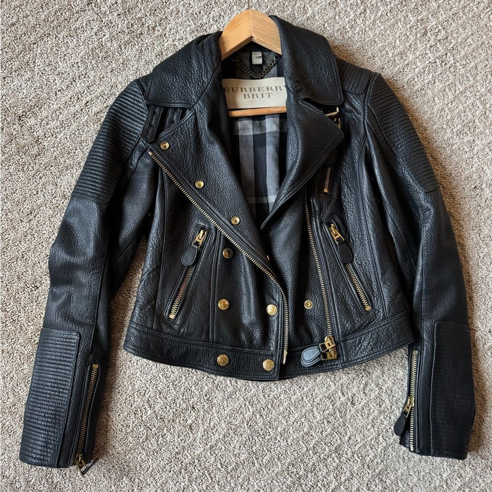 Burberry Black Leather Biker Jacket